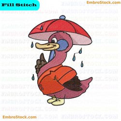 Duck Under Rain Embroidery Design 3