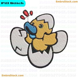 Duckling Hatching From Egg Embroidery Design 5