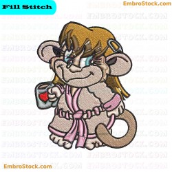 Early Morning Monkey Embroidery Design 5