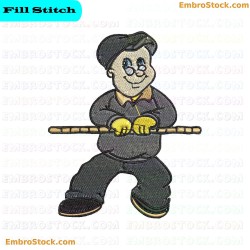 Elderly Figure Embroidery Design 15