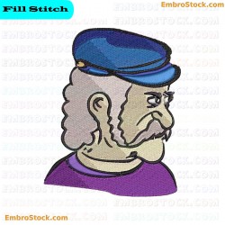 Elderly Mans Profile Embroidery Design 6