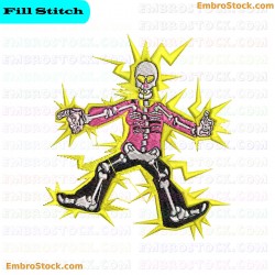 Electrified Skeleton Embroidery Design 45