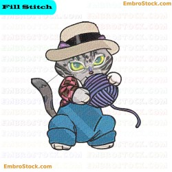 Elegant Kitten Embroidery Design 9