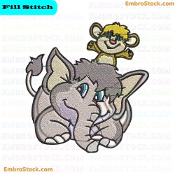 Elephant And Mouse Embroidery Design 2