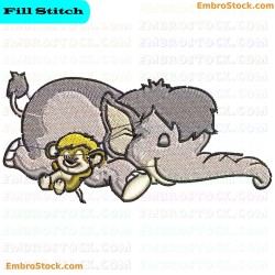 Elephant And Mouse Embroidery Design 3