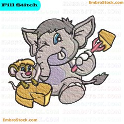 Elephant And Mouse Embroidery Design 4