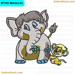 Elephant And Mouse Embroidery Design 5