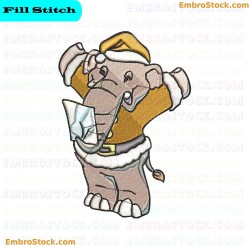 Elephant In Santa Outfit Holding Paper Embroidery Design 7