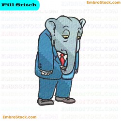 Elephant In Suit Embroidery Design 27