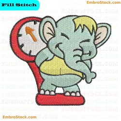 Elephant On Weighing Scale Embroidery Design 4