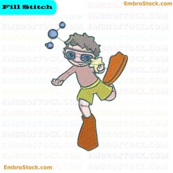 Enthusiastic Scuba Kid Embroidery Design 8