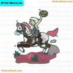 Equestrian With Victory Cup Embroidery Design 5