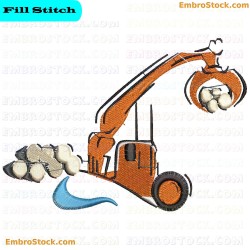 Excavator Embroidery Design 1