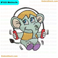 Exercising Elephant Embroidery Design 8