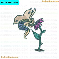 Fairy And Flower Embroidery Design 8