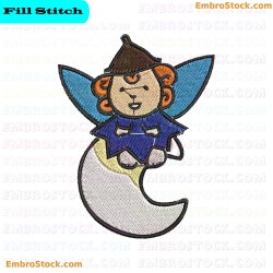 Fairy On Moon Embroidery Design 2