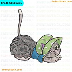 Fancy Kitten Embroidery Design 6