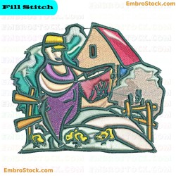 Farm Scene Embroidery Design 27