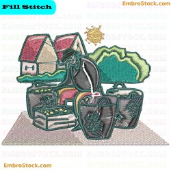 Farm Scene Embroidery Design 8