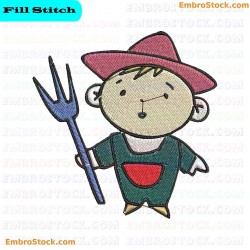 Farmer Character Embroidery Design 6