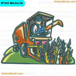 Farmer Harvesting Crops Embroidery Design 29