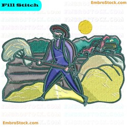 Farmer In Field Embroidery Design 3