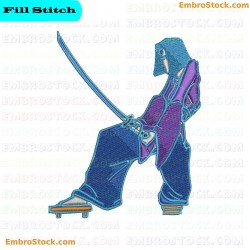 Figure Holding Sword Embroidery Design 2