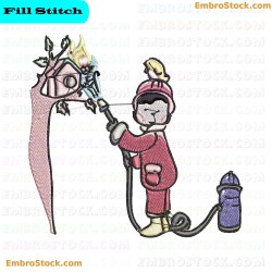 Firefighter Character Embroidery Design 11