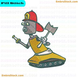 Firefighter Robot Embroidery Design 6