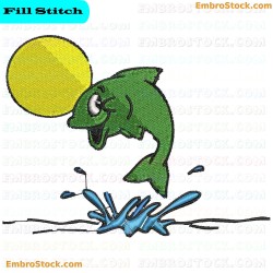 Fish Playing With Ball Embroidery Design 10