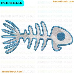 Fish Skeleton Embroidery Design 8