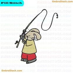 Fishing Bunny Embroidery Design 3