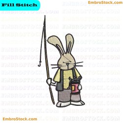 Fishing Rabbit Embroidery Design 4