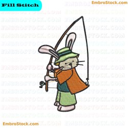 Fishing Rabbit Embroidery Design 8