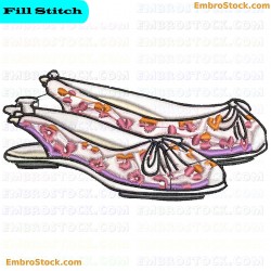 Floral Flat Shoes Embroidery Design 7