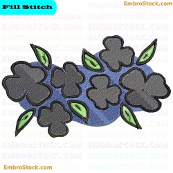 Floral On Denim Background Embroidery Design 22