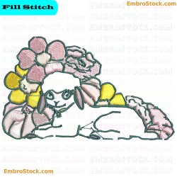 Floral Sheep Embroidery Design 5