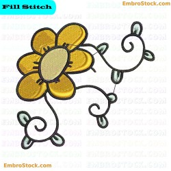 Flower With Swirl Embroidery Design 10