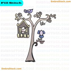 For Birdhouse Embroidery Design 2