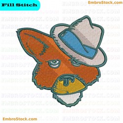 Fox Face With Hat Embroidery Design 6