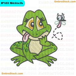 Frog Catching A Fly Embroidery Design 3