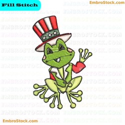 Frog In Formal Attire Embroidery Design 18