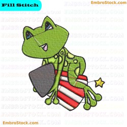 Frog Riding Fireworks Embroidery Design 17