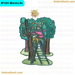 Fruit Harvesting At The Farm Embroidery Design 15