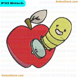 Fruit Worm Embroidery Design 5