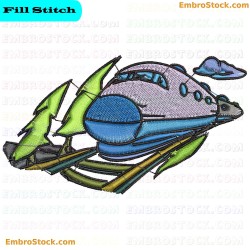 Futuristic Train Embroidery Design 15