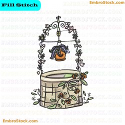 Garden Well Embroidery Design 9