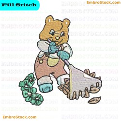 Gardening Bear Embroidery Design 10