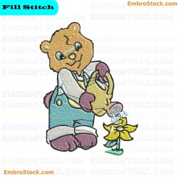 Gardening Bear Embroidery Design 1