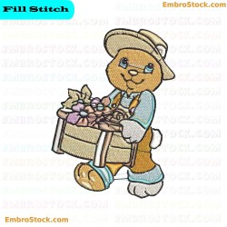 Gardening Bear Embroidery Design 4